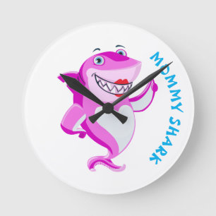 Mommy Shark Round Clock