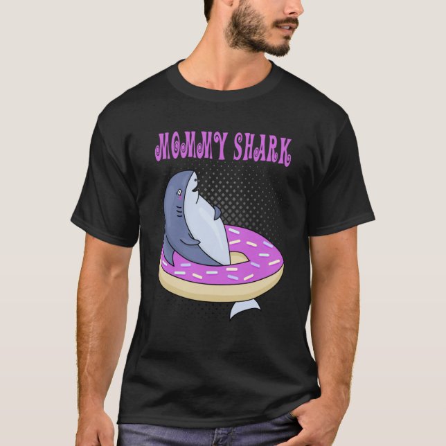 Mommy Swimming Shark Donut Cute Merch T-Shirt (Front)