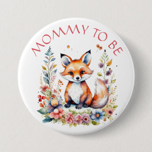 Mommy to be Baby Fox and Flowers Baby Shower 7.5 Cm Round Badge