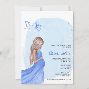 Mommy to Be Blue Its a Boy Baby Shower Invitation