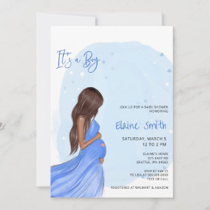 Mommy to Be Blue Its a Boy Baby Shower Invitation