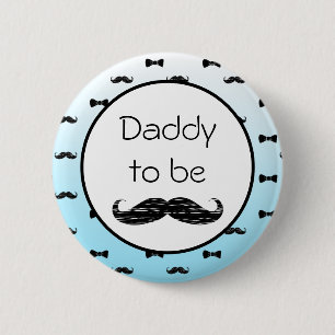 Mommy to be Boy's Baby Shower Mustache 6 Cm Round Badge