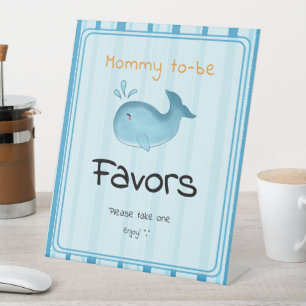 Mommy To Be Cute Whale Baby Shower Favors Pedestal Sign