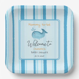 Mommy To Be Cute Whale Baby Shower Paper Plate
