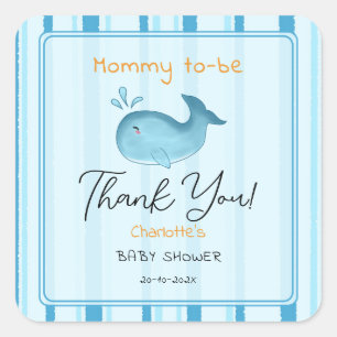 Mommy To Be Cute Whale Baby Shower Square Sticker
