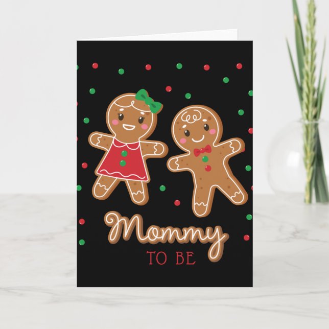 Mommy To Be Gender Reveal Gingerbread T Shirt  Card (Front)