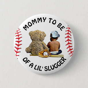 Mommy to Be of a Lil Slugger Baby Shower 6 Cm Round Badge