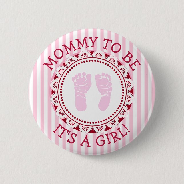 "Mommy To Be" Pink  Baby Shower Button (Front)
