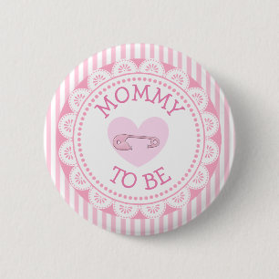 Mommy to Be Pink Heart Baby Shower Button