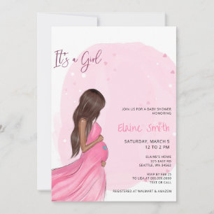 Mommy to Be Pink Its a Girl Baby Shower Invitation