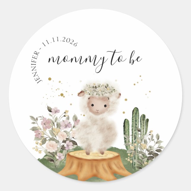 Mommy to be woodland animal classic round sticker (Front)