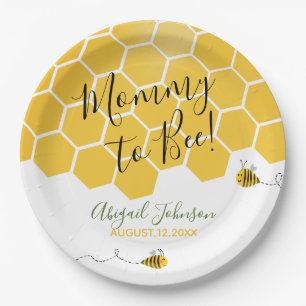 Mommy to Bee Baby Shower Gender Neutral Watercolor Paper Plate