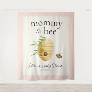 Mommy To Bee Beehive Girl Baby Shower Backdrop Tapestry