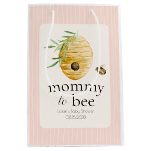 Mommy To Bee Bumblebee Blush Pink Baby Shower Medium Gift Bag
