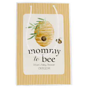 Mommy To Bee Bumblebee Honey Yellow Baby Shower Medium Gift Bag