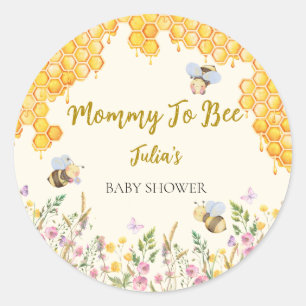 Mommy to Bee Cute Bumblebee Floral Baby Shower Classic Round Sticker