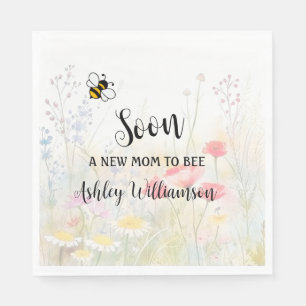 Mommy-to-Bee Floral Baby Girl Shower  Napkin