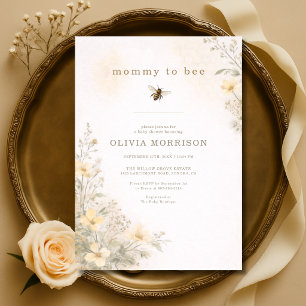 Mommy to Bee Floral Baby Shower Invitation