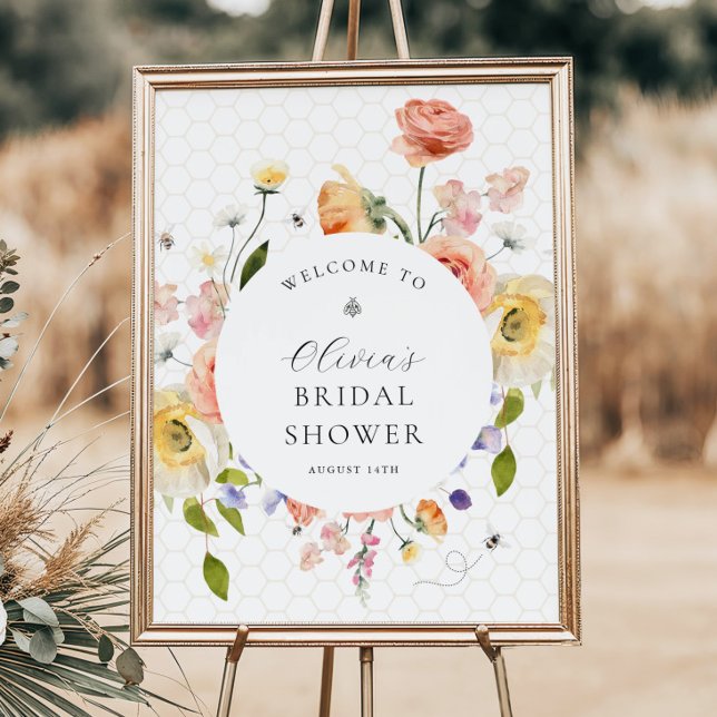 Mommy to Bee Floral Bridal Shower Welcome Poster (Creator Uploaded)