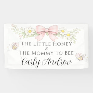 Mommy to Bee Pink Bow Baby Shower Name Banner