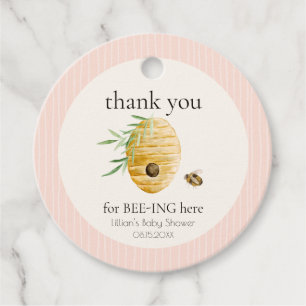 Mommy To Bee Striped Blush Pink Girl Baby Shower  Favour Tags