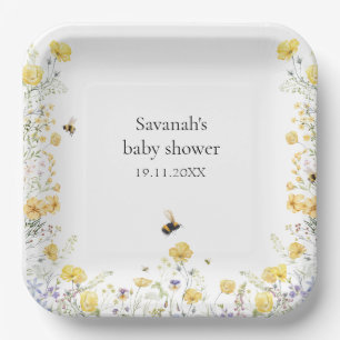 Mommy to Bee Wildflower Baby Shower Paper Plate