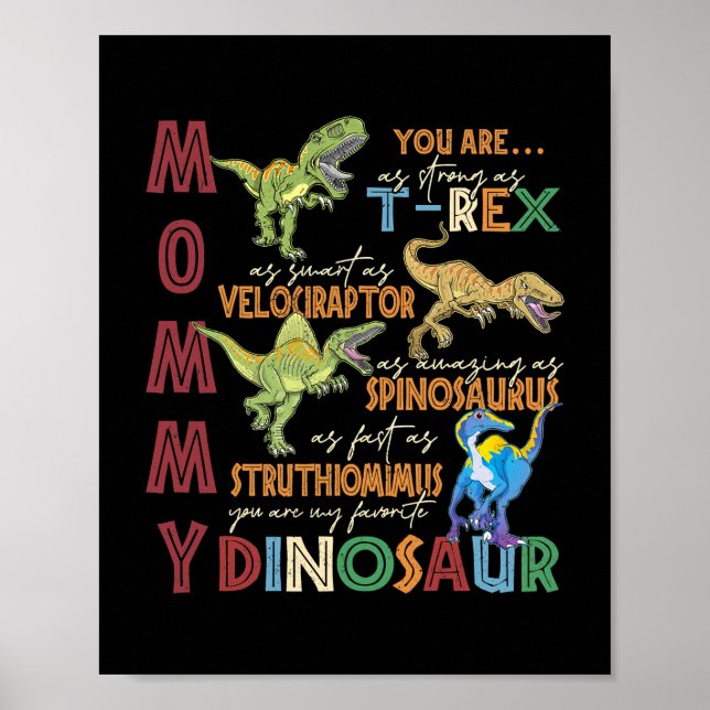 Mommy You Are As Strong As T Rex Dinosaur Mothers Poster (Front)