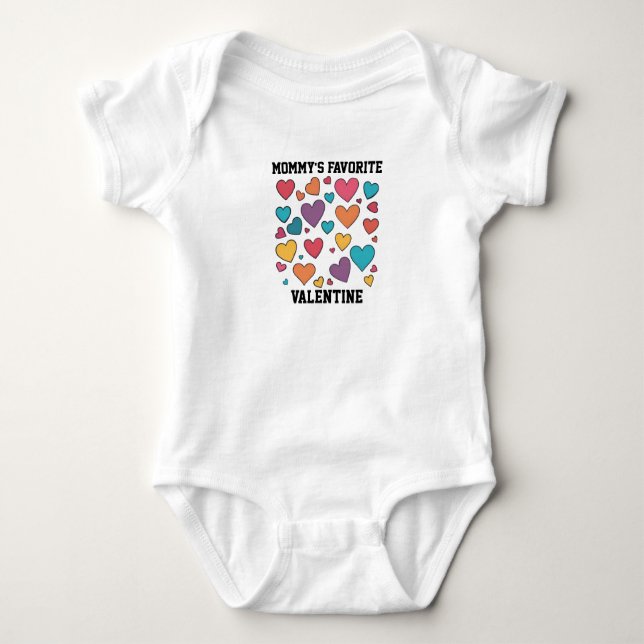 Mommy's Favorite Valentine Sweet Hearts Design Baby Bodysuit (Front)