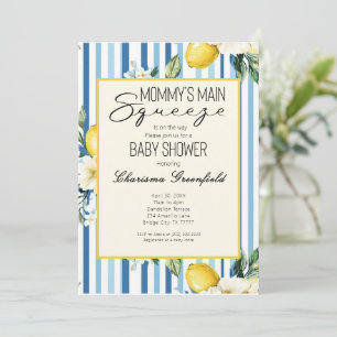 Mommy's Main Squeeze Lemon Blue Boy Baby Shower Invitation