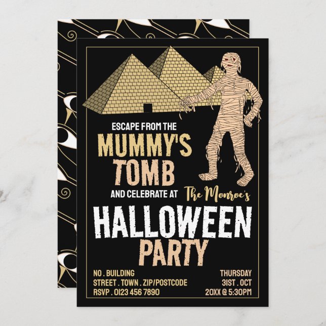 Mommy's Tomb Theme, Escape Room Halloween Party Invitation (Front/Back)