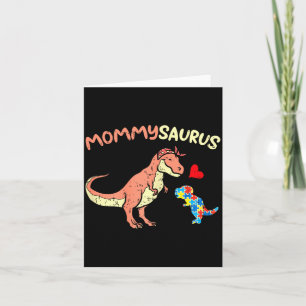Mommysaurus Puzzle Dinosaur Autism Awareness Mom M Card