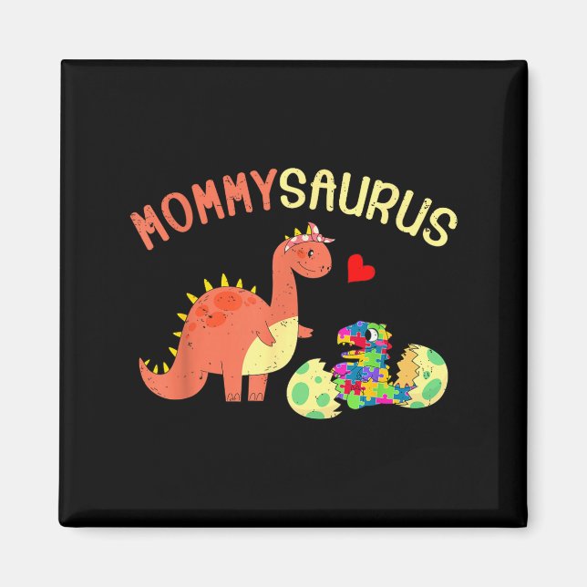 Mommysaurus puzzle dinosaur dino autism awareness magnet (Front)