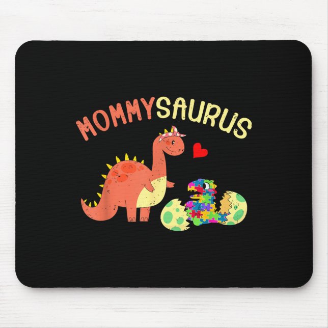 Mommysaurus puzzle dinosaur dino autism awareness mouse pad (Front)