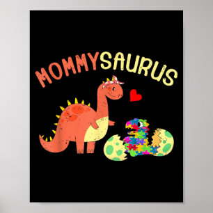 Mommysaurus puzzle dinosaur dino autism awareness poster