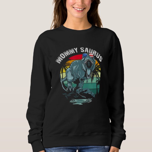 Mommysaurus T Rex Dinosaur Mummy Saurus Us Flag Fa Sweatshirt (Front)