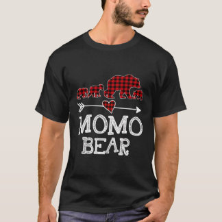 Momo Bear Christmas Pajama Red Plaid Buffalo Famil T-Shirt