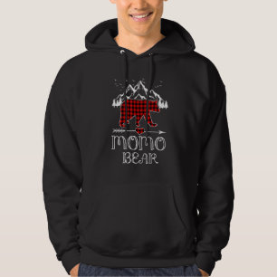 Momo Bear , Red Buffalo Plaid Momo Bear Pajama Hoodie