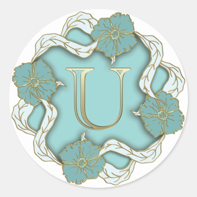 momogram initial U stickers (Front)