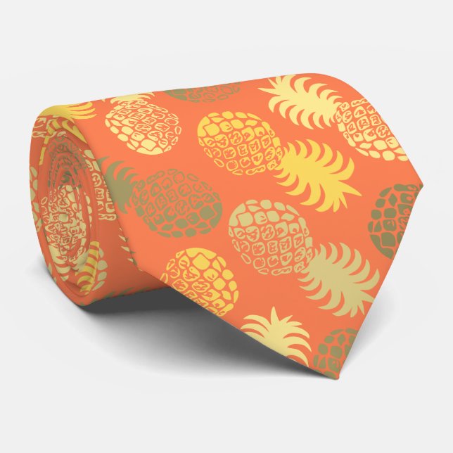 Momona Hawaiian Tropical Pineapple Tie (Rolled)