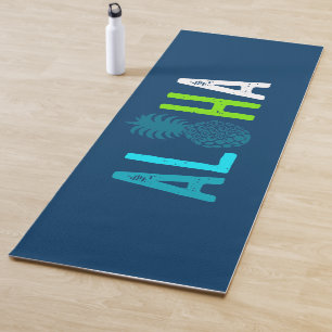 Momona Pineapple Aloha Hawaiian Tropical - Blue Yoga Mat