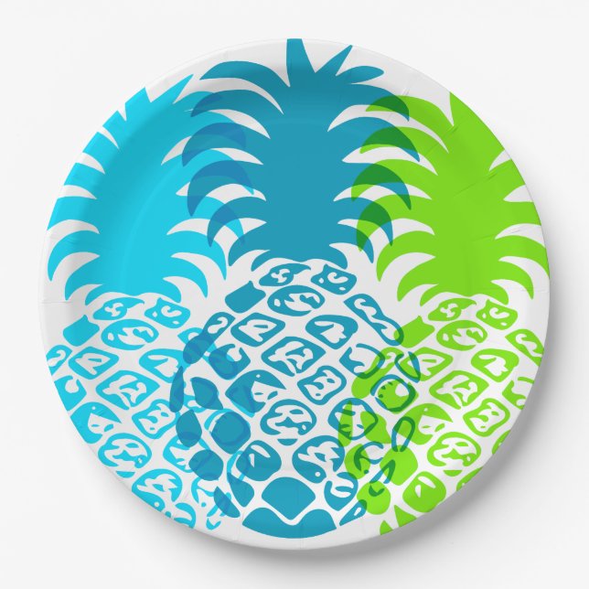 Momona Pineapple Hawaiian Tropical Paper Plate (Front)