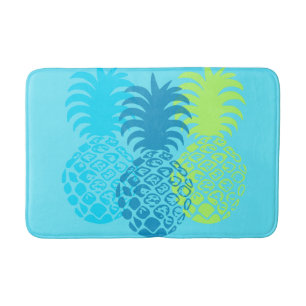 Momona Pineapple Hawaiian Tropical -Turq Bath Mat
