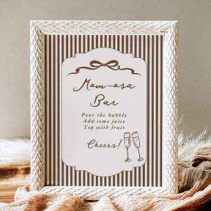 Momosa bar Bebe Cafe brown stripes Baby Shower Poster