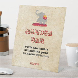 Momosa Bar Circus Vintage Elephant Act Baby Shower Pedestal Sign