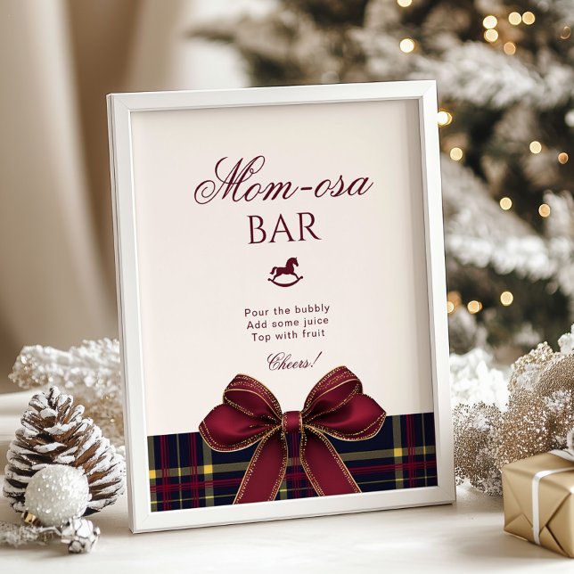 Momosa bar Red Bow Rocking Horse Plaid Poster (Creator Uploaded)