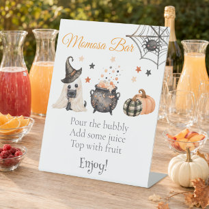 Momosa Bar Spooky Sweet Halloween Gender Reveal Pedestal Sign