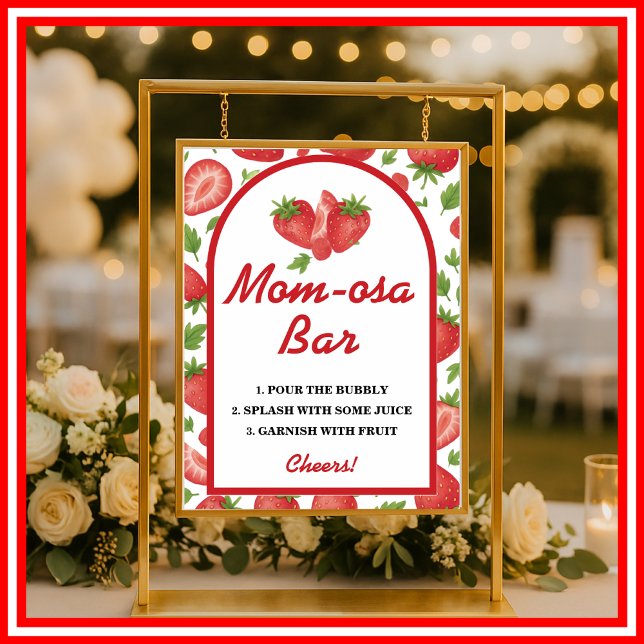 Momosa Bar Strawberry Berry Sweet Baby Shower Sign (Creator Uploaded)