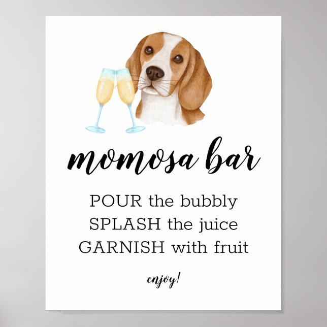 Momosa Bar Watercolor Beagle Theme Sign (Front)