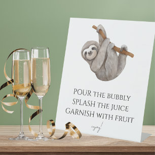 Momosa Bar Wild One Sloth Safari Baby Shower  Pedestal Sign