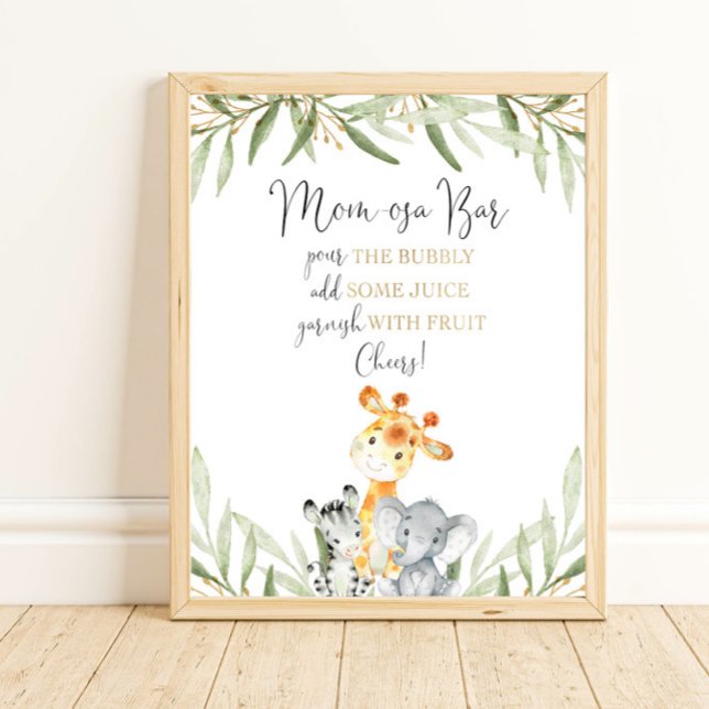 Momosa mum-osa bar safari animal baby shower sign (Creator Uploaded)